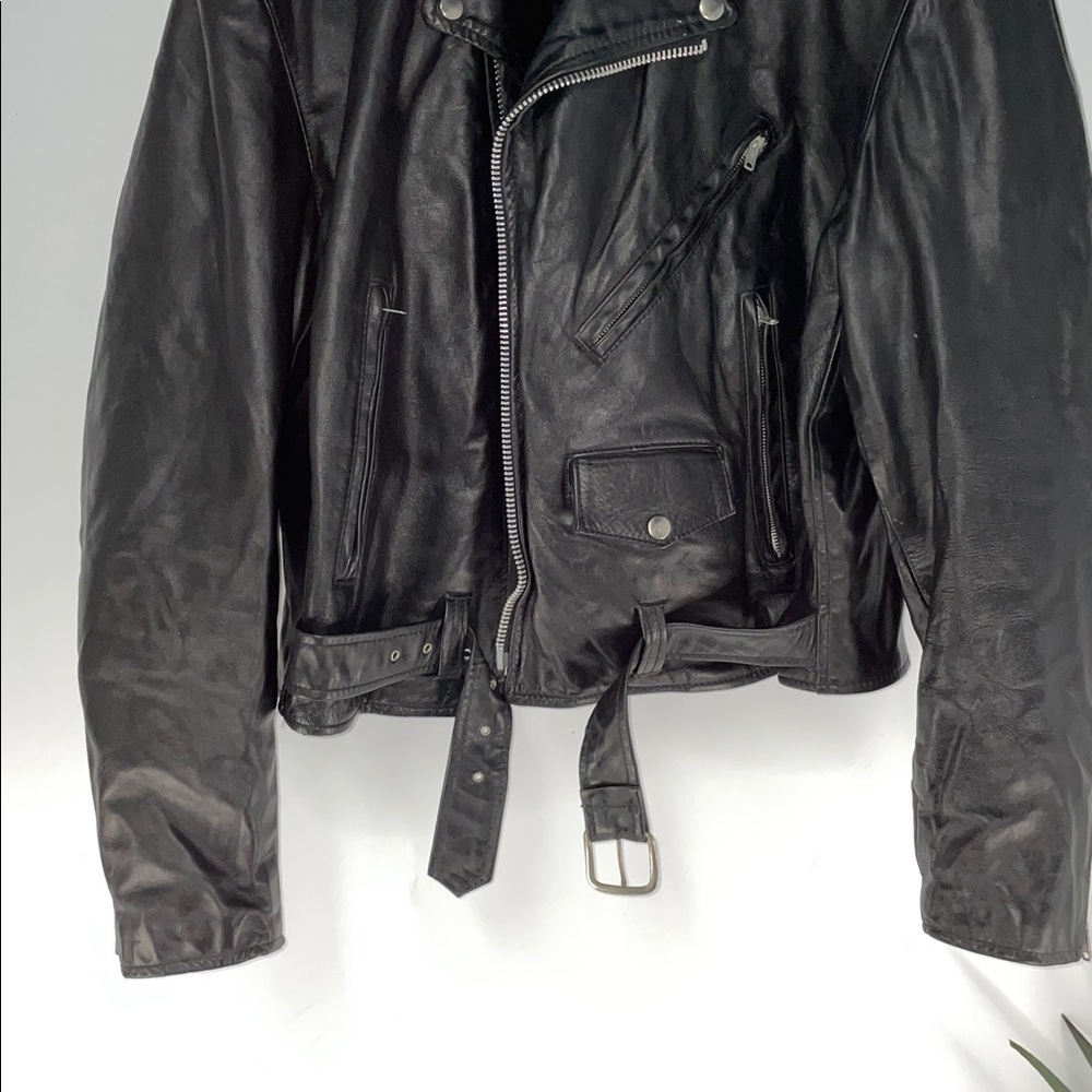 VINTAGE STEER BRAND GENUINE LEATHER MOTORCYCLE JACKET FTL-01-065 - Picture 3 of 10